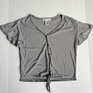 Black & White Stripe Crop Top